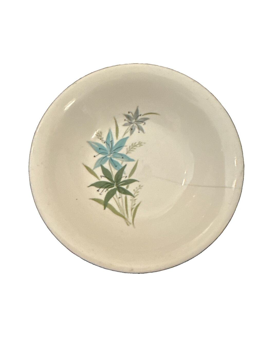 Vintage Sabin China Tiger Lily 5" Berry Bowl green blue gray white DAMAGED